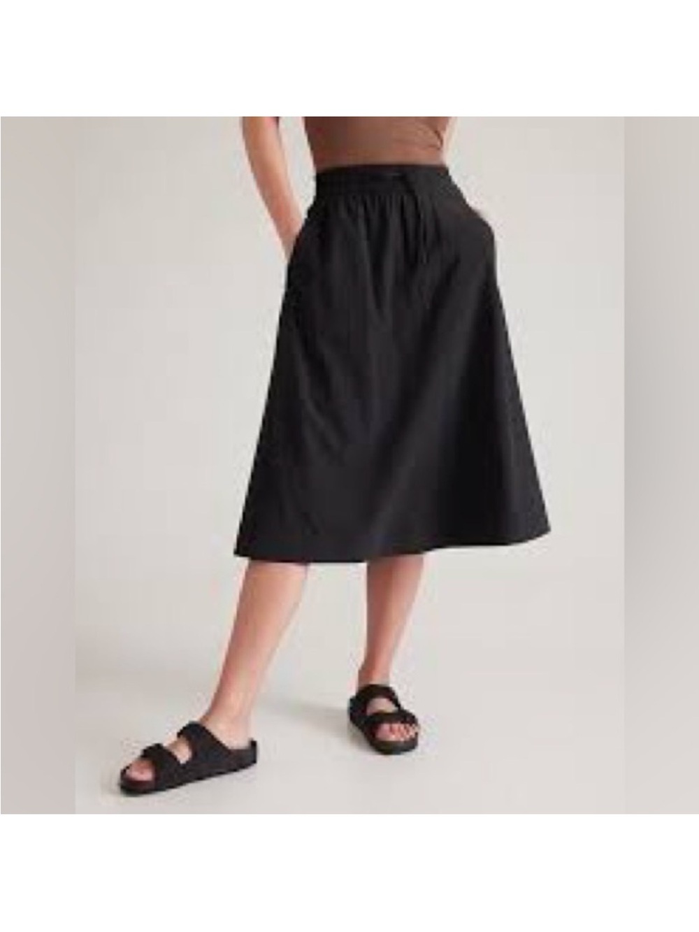 Athleta Arrival Skirt Black A-Line Midi Size 2X